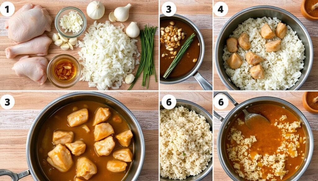 chicken and rice gravy step-by-step